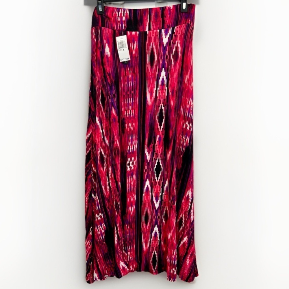 Chelsea & Theodore Boho Maxi Skirt Womens Size S Pink Multi Ikat Boho Tribal